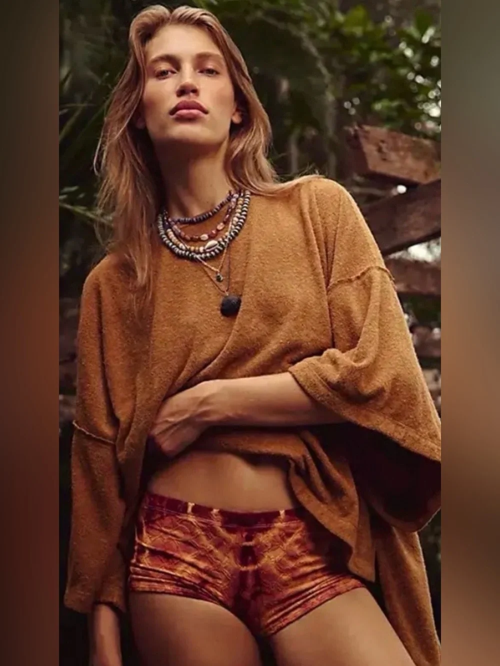 Free People Backseat Terry Pullover. NWT. Tiger eye combo